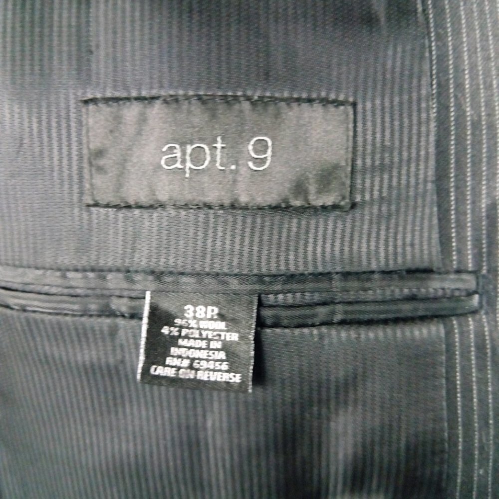 Apt. 9 Wool Blend 38r 3 Button Black Pinstripe Su… - image 8